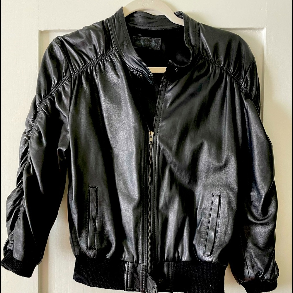Leather cropped jacket by Nickolas Bowes
